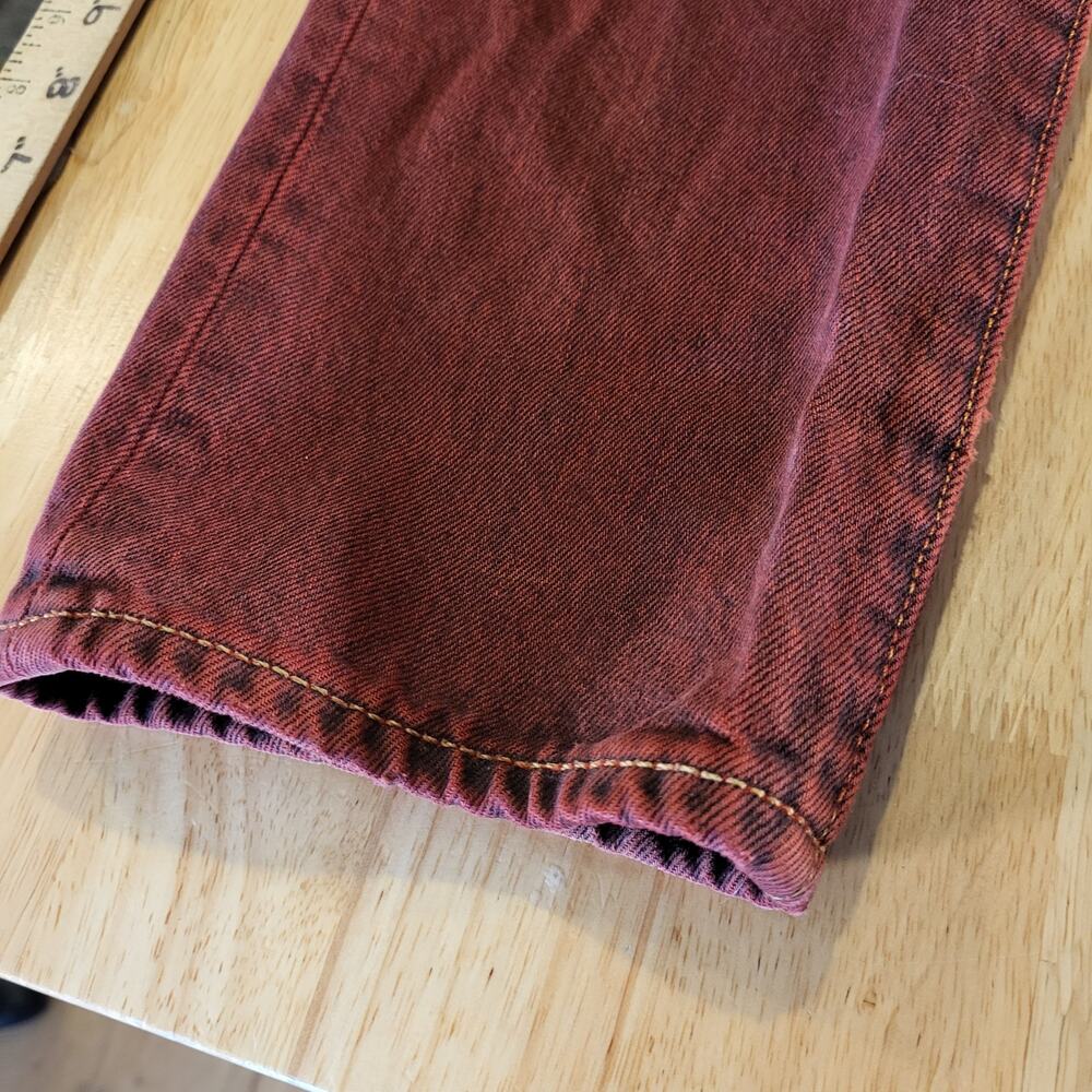 Levi's 501 CT Maroon 31 x 32 Tapered Denim Jeans Faded Tag 90.s Custom Cut - Picture 6 of 16